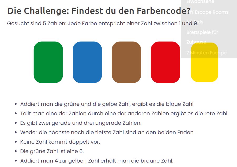 Format Exit-Game und Schnitzeljagd – Rätselkette mit Zahlencode